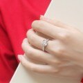 Gold-Plated 925 Silver Moissanite Ring, Four-Prong Bullhead Geometric Halo Setting-0-1
