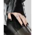 wholesale 925 Sterling Silver Original Niche Exaggerated Design Minimalist Geometric Square Inlaid Zircon Open Ring for Women-0-3