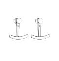 wholesale 925 Sterling Silver Minimalist Stud Earrings with High-End Niche Design, Cross-Border Hot-Sell French Diamond-Inlaid Smile Bar Earrings-0-7