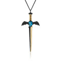 wholesale S925 silver dark-themed designer high-end dagger pendant with Gothic style and natural gemstone necklace-0-7