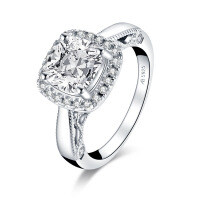 S925 Sterling Silver Square Zircon Ring, Cross-border Supply, Flashy & Minimalist Style-Style R [Clearance Sale with Free Shipping]  US Size 5.5