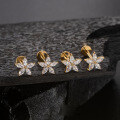 wholesale 925 Sterling Silver Piercing Helix Ear Stud With Zirconia And Flower Design, 18g Flat Back Threaded Earring-0-1