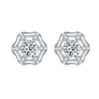 wholesale 925 sterling silver star-shaped earrings, high-end feel, niche design, unique European and American style, exaggerated, elegant, wholesale-Platinum>925 silver