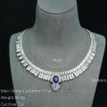 wholesale 925 Silver Gold-Plated High-Carbon Diamond Royal Blue Snake Oval Necklace, Liu Jialing's Same Style Luxury Women's Necklace-0-1