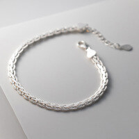 wholesale S925 Sterling Silver Woven Ripple Bracelet, Ins Style Minimalist Design, Elegant Women's Accessory S6318-S925 Silver Bracelet 925 Silver
