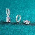 S925 Sterling Silver Moissanite Rectangular Earrings for Women-0-1