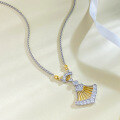 wholesale S925 silver gold-plated fan pendant necklace, a versatile fashion piece that supports drop shipping and is ideal for live streaming-0-2
