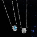 Sterling Silver Natural Blue Topaz Moissanite Necklace Pendant-0-2