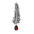 wholesale S925 silver feather design natural gemstone brooch with garnet, convertible to pendant-0-5