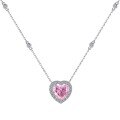 wholesale S925 Silver Four-Piece Set with Pink Heart Zircon Earrings, Necklace, Ring, and Bracelet for a Sweet and Stylish Look-0-10