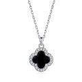 wholesale S925 Sterling Silver Korean Japanese Light Luxury Necklace for Women, Fresh and Versatile Floral Four-Leaf Clover Shell Pearl Agate Zircon Collarbone Chain-0-7