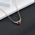 wholesale S925 Silver Gold-Plated Japanese-style Light Luxury High-end Pomegranate with White Zircon Wings Necklace for Wholesale-0-2