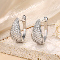 wholesale 925 Sterling Silver Cross-Border New Moissanite U-Shaped Earrings, European and American Fashion Diamond-Inlaid Elegant Ear Clasp Hoop Wholesale-0-0