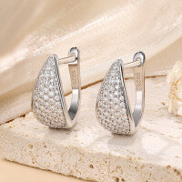 wholesale 925 Sterling Silver Cross-Border New Moissanite U-Shaped Earrings, European and American Fashion Diamond-Inlaid Elegant Ear Clasp Hoop Wholesale-Gold