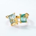 wholesale 925 Sterling Silver Summer New Synthetic Sky Blue Topaz Green Crystal Ring for Women, Featuring Forest Butterfly and Ladybug Designs-0-2
