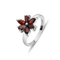 wholesale S925 sterling silver flower gemstone ring for women, set with natural garnet, sweet style silver jewelry, ready for wholesale-0-4