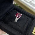 Platinum Lab-Grown Large Ruby Ring Geometric Luxury-0-0