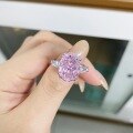 wholesale 925 Sterling Silver Pink Diamond Ring Women's Large Cocktail Diamond Ring Engagement Ring 10X14 Large Size TikTok Live Stream Source-0-2