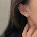 wholesale Sterling Silver Hold Eternal S999 Floral Stud Earrings for Women, Light Luxury Forest Style Small and Exquisite Earrings, Korean Fashion Trend-0-3