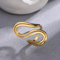 wholesale Metal S-shaped letter exaggerated minimalist ins creative design line stackable knuckle ring-0-2