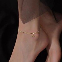 wholesale S925 Sterling Silver Minimalist Wave-Pattern Ankle Bracelet for Women, Understated Luxury with Small Round Bead Design, Light Reflection Bead Ankle Jewelry S415-s925 silver anklet silver 925 silver