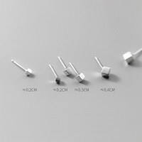 wholesale S925 Sterling Silver Japanese-style Small Geometric Cube Ear Studs, Elegant and Student-Friendly for Pierced Ears E9761-S925 Silver Earrings 2mm 925 Silver