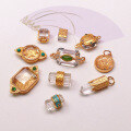 wholesale S925 gold-plated silver natural white crystal square bead strand pendant accessory DIY semi-finished-0-0
