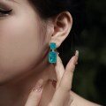 wholesale 925 Sterling Silver TikTok Viral Paraiba Ring Earring Necklace Set with Emerald Zirconia High-end Jewelry-0-1