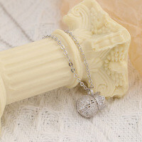 wholesale S925 Sterling Silver Lucky Bag Pendant European and American Style Elegant Necklace Women's Collarbone Chain Cross-Border New Product SHEIN Best-Selling Accessory-Platinum 925 silver