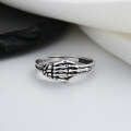 wholesale S925 Sterling Silver Skull Demon Skeleton Hand Ring Hip Hop Trend Disco Punk Style Unisex Index Finger Ring-0-3