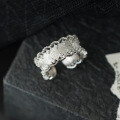 wholesale 925 Sterling Silver Sweet Hollow-Out Lace Striped Ring, Ins Style Niche Design with Diamond-Studded Lace Edge Ring R02722-0-2