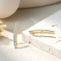 925 Sterling Silver Moissanite Women's Long Bar Earrings, Trendy Wholesale Accessories-0-2