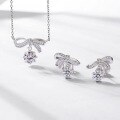 wholesale Metal Material: S925 Silver European and American fashion versatile full diamond bow necklace, lightweight luxury style, set with moissanite, cross-border supply for women-0-3