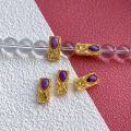 wholesale S925 ancient method gold-plated silver fittings set with natural sugilite hand plaques, bead setting spacer beads for DIY hand stringing and braiding-0-0
