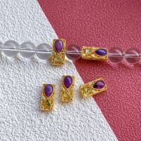 wholesale S925 ancient method gold-plated silver fittings set with natural sugilite hand plaques, bead setting spacer beads for DIY hand stringing and braiding-one