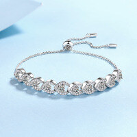 wholesale PT950 gold-plated S925 sterling silver women's moissanite fashion versatile bracelet for girlfriend, ready for wholesale-1 carat moissanite 925 silver