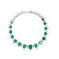 wholesale 925 Silver Luxury Banquet Set Simulated Emerald 12*16mm Full Diamond Evening Dress High-End Custom Jewelry Necklace-0-4