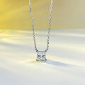 wholesale S925 Silver New 1-Carat Princess-Cut Necklace for Women, High-Carbon Diamond Layering Collarbone Chain for Dropshipping-0-3