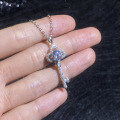 S925 Sterling Silver Moissanite Crown Key Pendant Necklace, 1ct Wholesale-0-1
