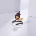 wholesale S925 Silver Designer High-end Floral Adjustable Ring with Natural Style and Genuine Citrine-0-1