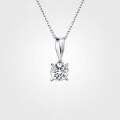 Sterling Silver 1ct Moissanite Rotating Bow Pendant Necklace-0-0