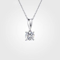 Sterling Silver 1ct Moissanite Rotating Bow Pendant Necklace-[Empty Setting] 1 Carat Rotating Bow Necklace  925 Silver
