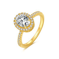 wholesale S925 Silver Ring 6*8mm Moissanite Closed Ring, Cross-Border TEMU Best-Selling New Style Source Factory Wholesale-Zircon 6*8mm Gold US 5