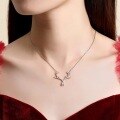 wholesale S925 Sterling Silver Maker Light Luxury Reindeer "With You All the Way" Diamond-Inlaid Teardrop Necklace for Women, Fashionable and Elegant Small Niche Collarbone Chain-0-3