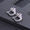 wholesale S925 Silver Fashionable New Natural Amethyst Earrings, Light Luxury High-End Sense Inlaid with Natural Gemstone Ear Studs-0-2