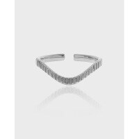 wholesale S925 Sterling Silver Minimalist Gear Texture Open Adjustable Ring for Women, Korean Version Ins Niche Design-18K Gold [No. 15/Adjustable] Opening adjustable