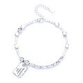 wholesale 925 Sterling Silver Crushed Silver Stitched Alphabet Square Charm Bracelet Korean Trendy Fashionable Internet Celebrity Style Hand Jewelry-0-4