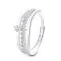 wholesale S925 Sterling Silver European and American Cross-Border Fashion OL Minimalist Layered Irregular Row Diamond Personality Ring-0-4
