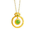 wholesale 925 silver gold-plated ethnic retro-style jade pendant for women with certificate, hollow-carved Ruyi design inlaid with Hetian jade and green jade-0-4