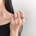 wholesale S925 Sterling Silver Korean Style Minimalist Number 6 Chain Open Ring Fashion Trendy Ins Thai Silver Ring for Women-0-3